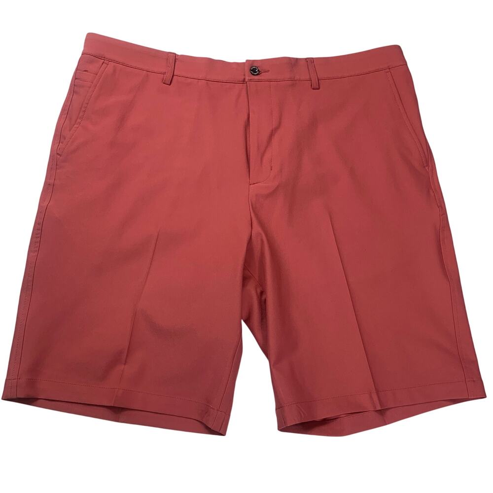 Dunning Golf Shorts Mens 38 Performance Everbest Flat Front Coral Pink Preppy